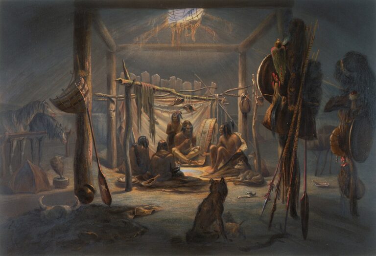The Interior of the Hut of a Mandan Chief