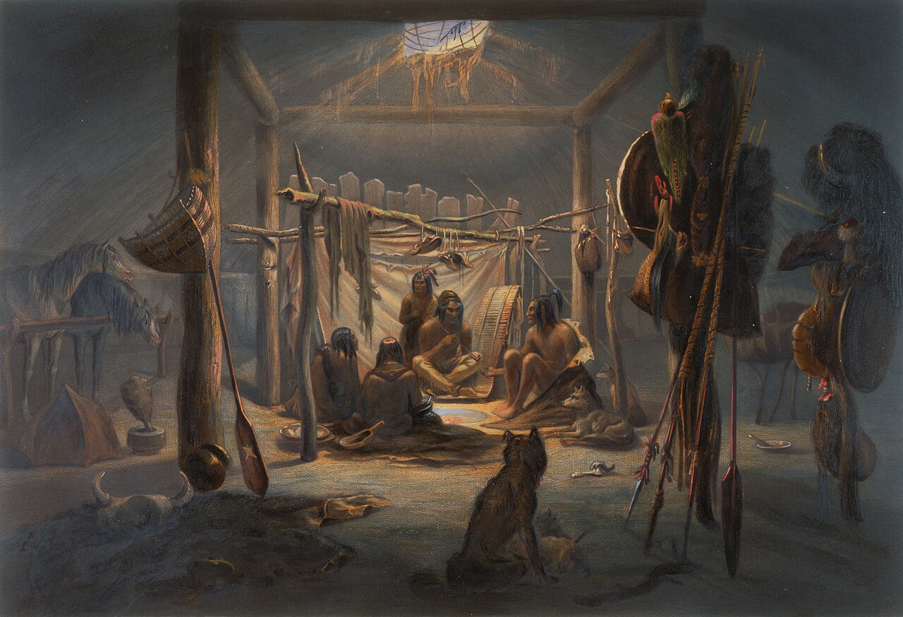 The Interior of the Hut of a Mandan Chief